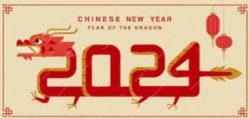 Chinese New Year image with the year 2024 drawn with a dragon.